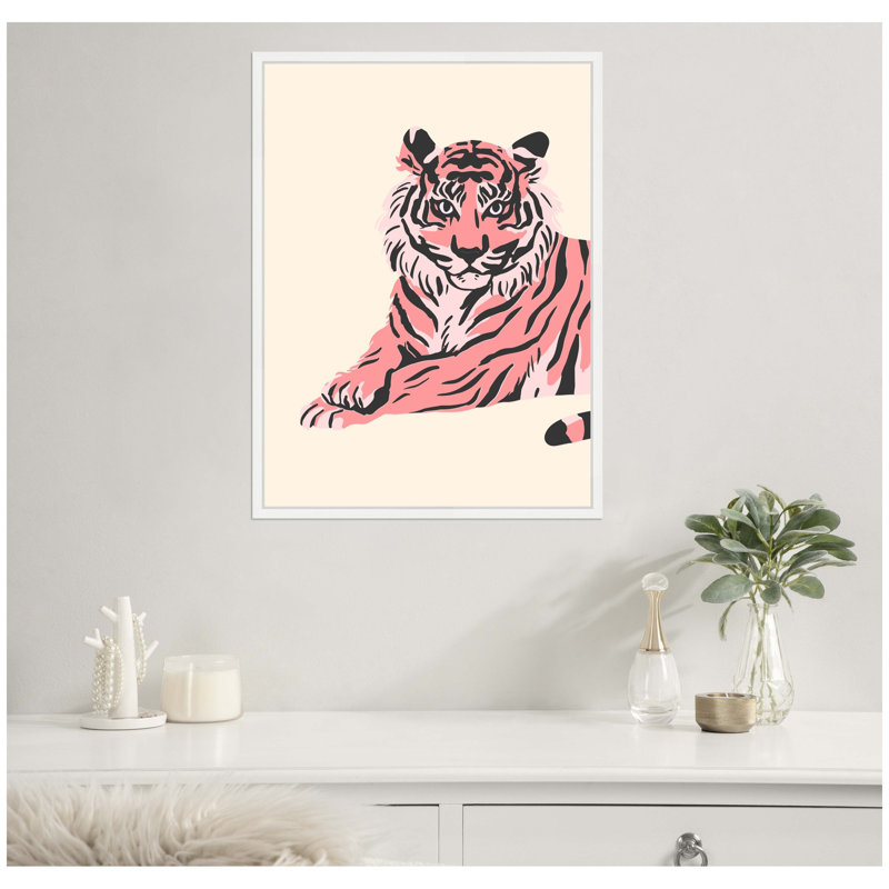 «Trendy Tiger» par Honey Island Studio, reproduction d'art sur toile encadrée