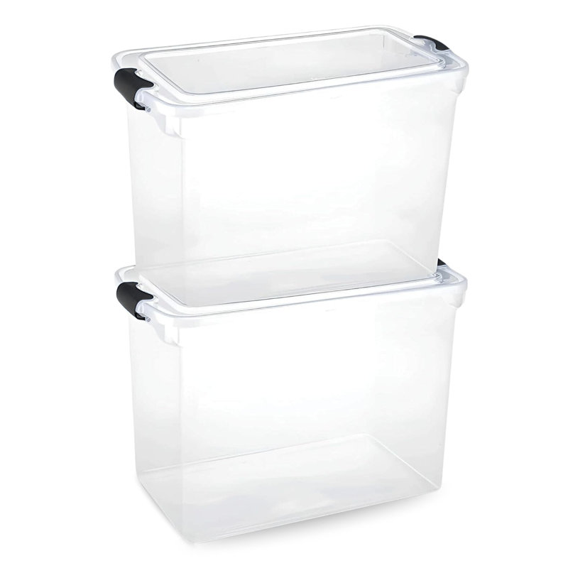 Homz Multipurpose Stackable Storage Bin with Latching Lids, Grey, 112