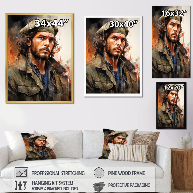 «Kasterlee Cuba Che Guevara Tribute», reproduction sur toile, H 20 po x l 12 po x P 1 po, Cadre flottant doré