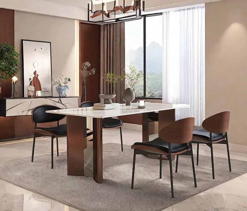 Light Luxury Durable Rock Dining Table Sets., 29.53"H x 55.12"L x 31.5"W