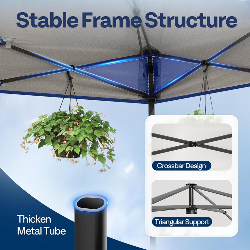 10x10ft. Portable Outdoor Pop Up Canopy with Wheel Carry Bag and Sandbags, Blue