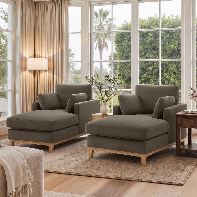 Chaise longue rembourrée en velours (lot de 2), Java