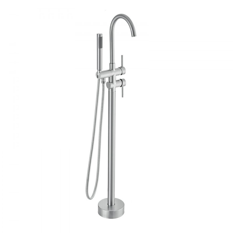 Freestanding Bathtub Faucet, Floor Mount, Freestanding Tub Filler, Shower Mixer Taps, Two Water Modes, 360° Swivel Spout, for Bathing & Showering Pet Bathing Cleaning Drains Toilet Flushing
