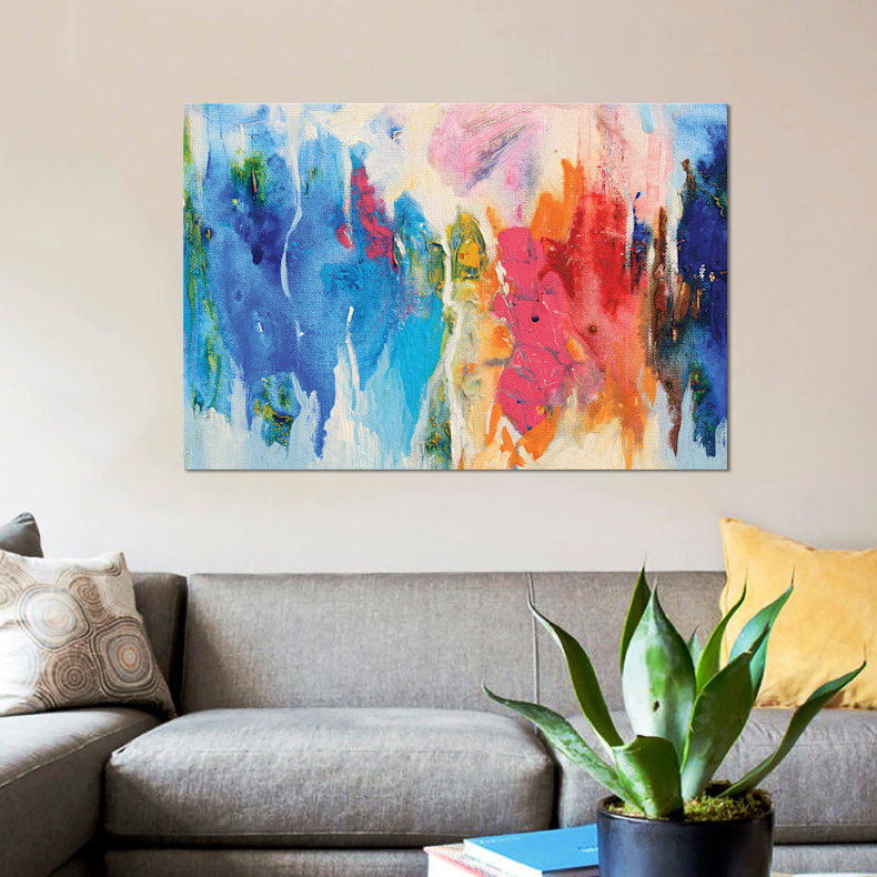 «Composition abstraite xiv», reproduction sur toile, H 40 po x l 60 po x P 1,5 po, Pas de tapis, Toile tendue
