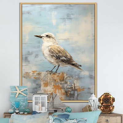 " Beige And Blue Seagull Tranquility "