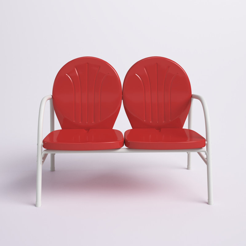 Alannah 41.8'' Wide Metal Loveseat, Bright Red Gloss