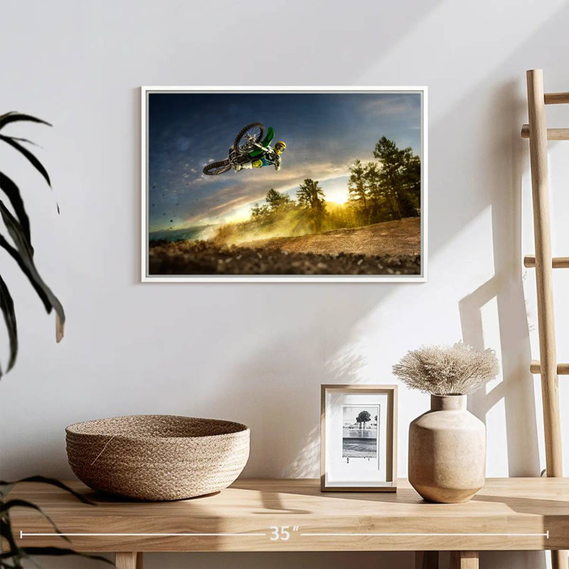 Dirt Bike Rider Stunt, Cadre flottant blanc, 19 po x 13 po