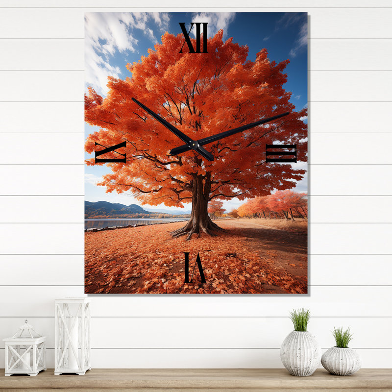 Horloge murale florale surdimensionnée Usa Autumn Splendor Tree, Grand