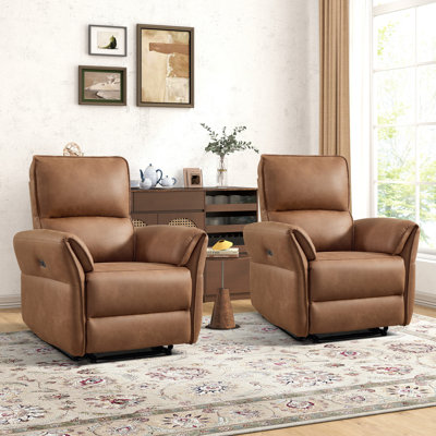 33.5" Wide Modern Multifunctional Soft Upholstered Power Recliner with USB & Type-C Ports(Set of 2)