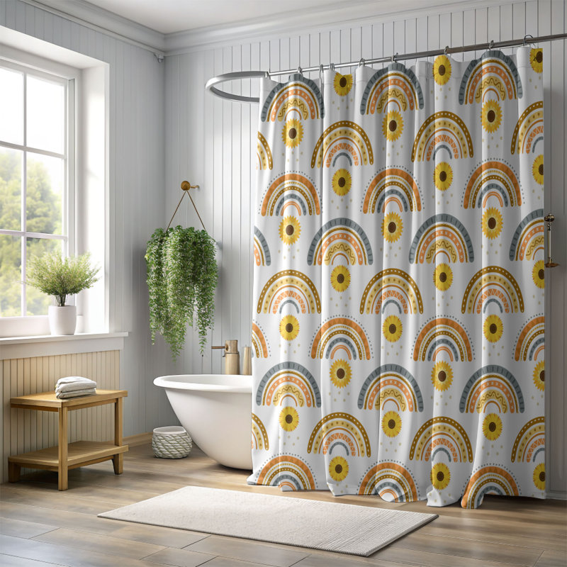 Rideau de douche 1 pièce Artistic Boho Freedom, H 74 po x l 71 po