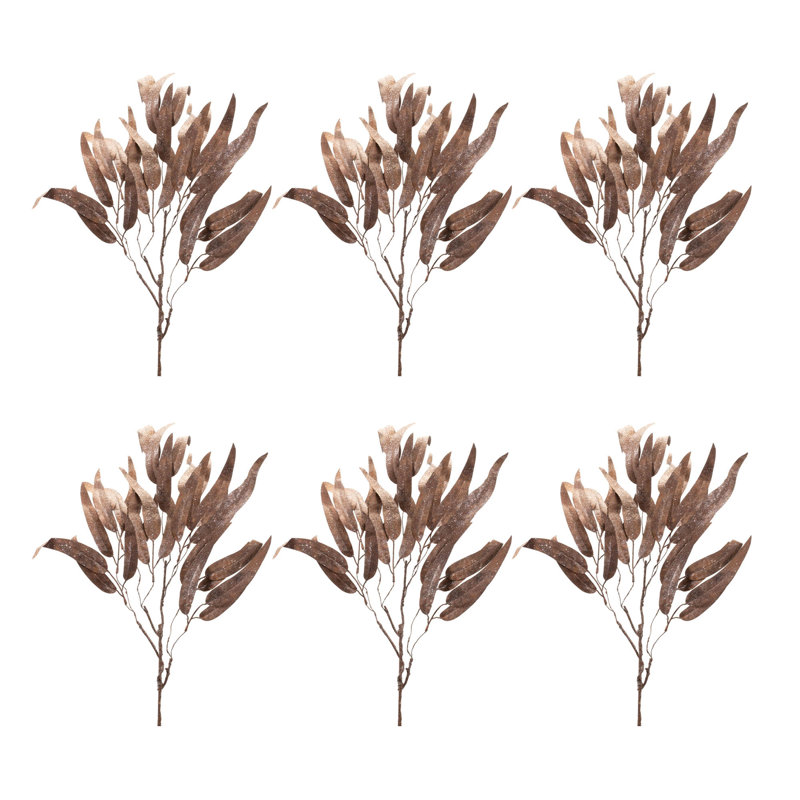 Glittered Long Leaf Eucalyptus Spray (Set of 6)