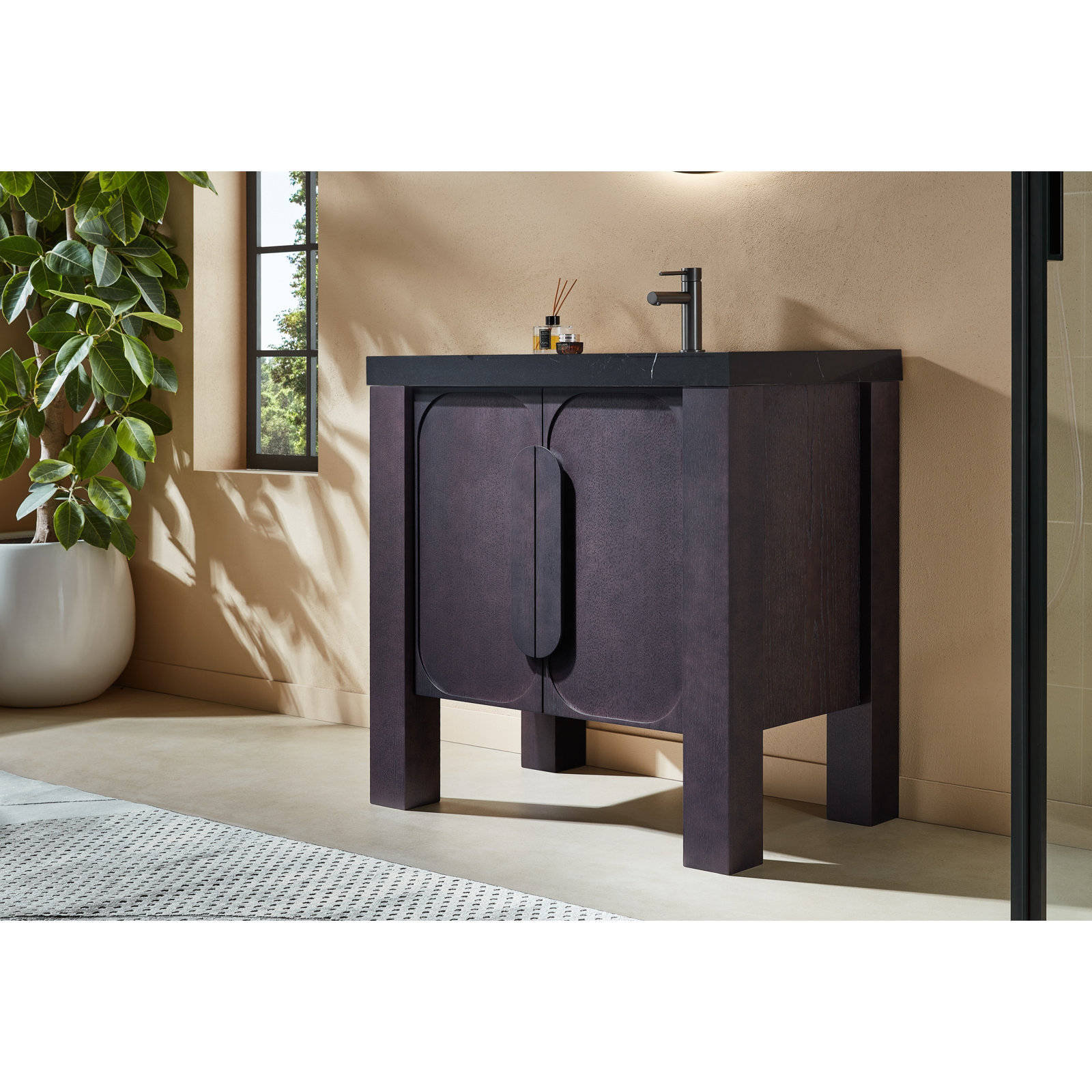 Munich 36" Single Vanity, Black, Espresso 