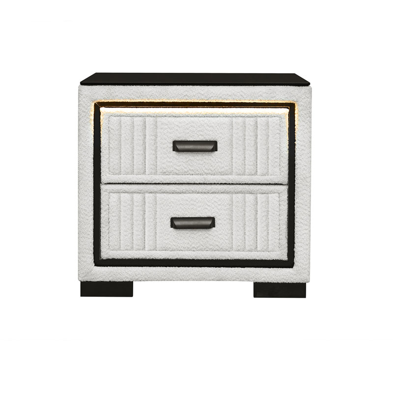 Table de chevet blanche et noire Isaiah, Blanc/Noir