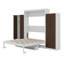 Lit mural en bois avec placard, tiroirs et bureau-350741653