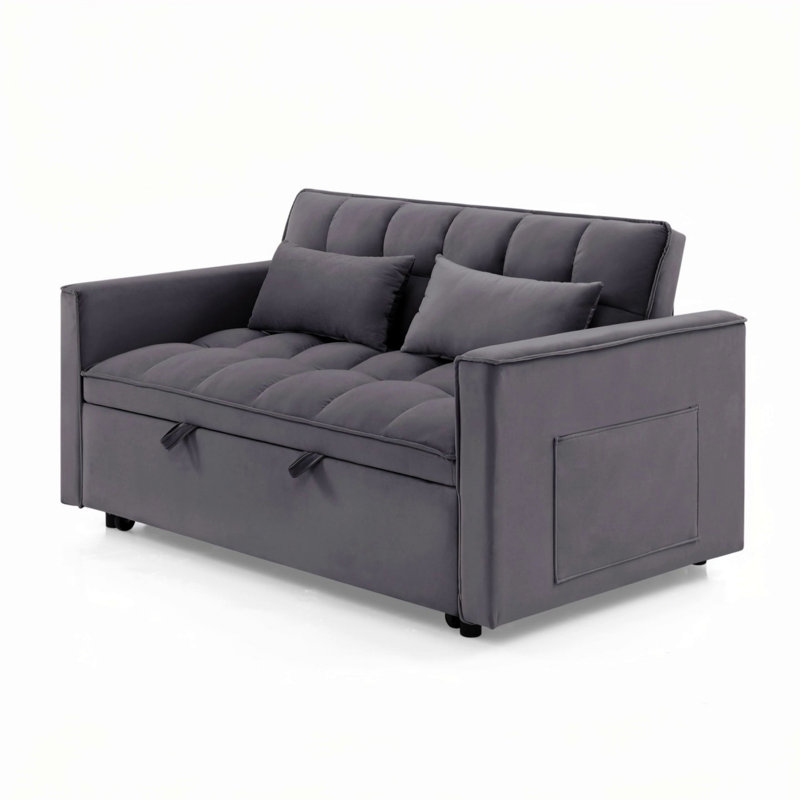 Canapé-lit pliable polyvalent de 54,33 pouces, Gris antique