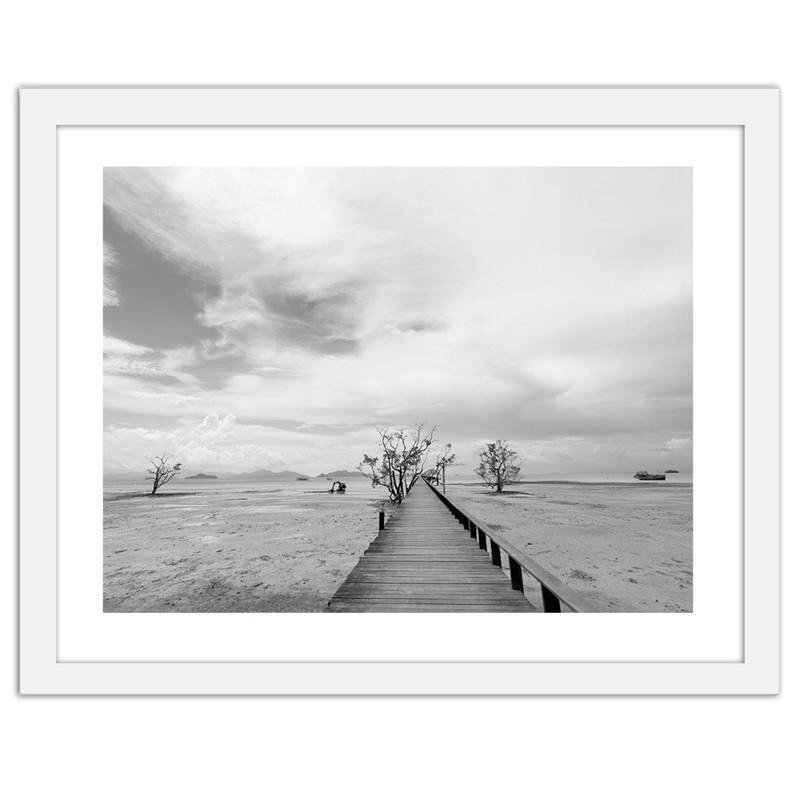 Gerahmtes Poster Malerische Landschaft mit einer Brücke 2