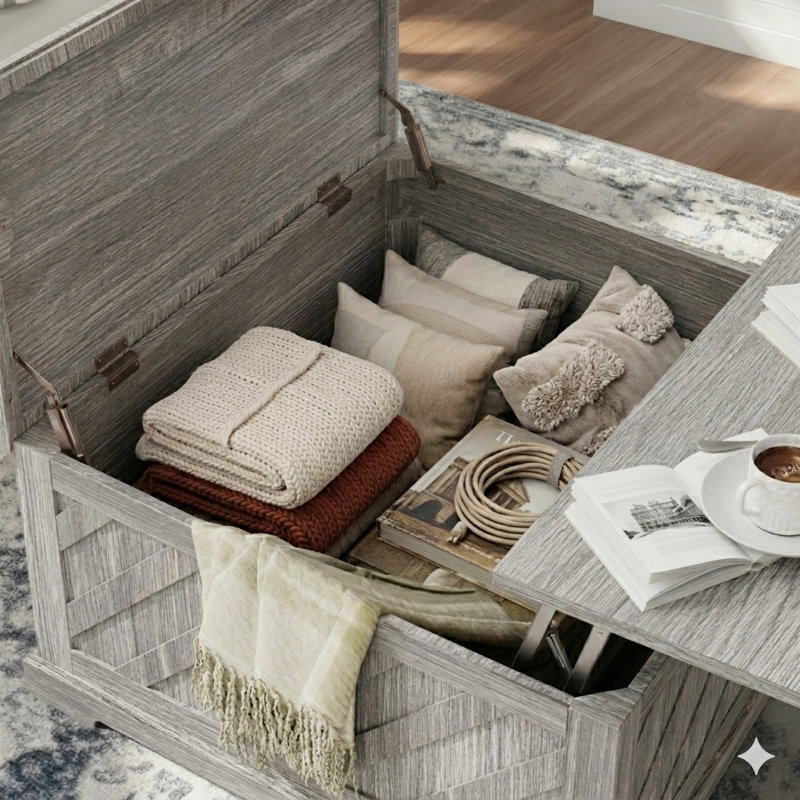 Table basse avec rangement Nilla, Gris