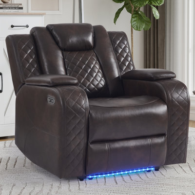 Lamica 37.8" Wide Modern Multifunctional Vegan Leather Dual Motor Power Recliner