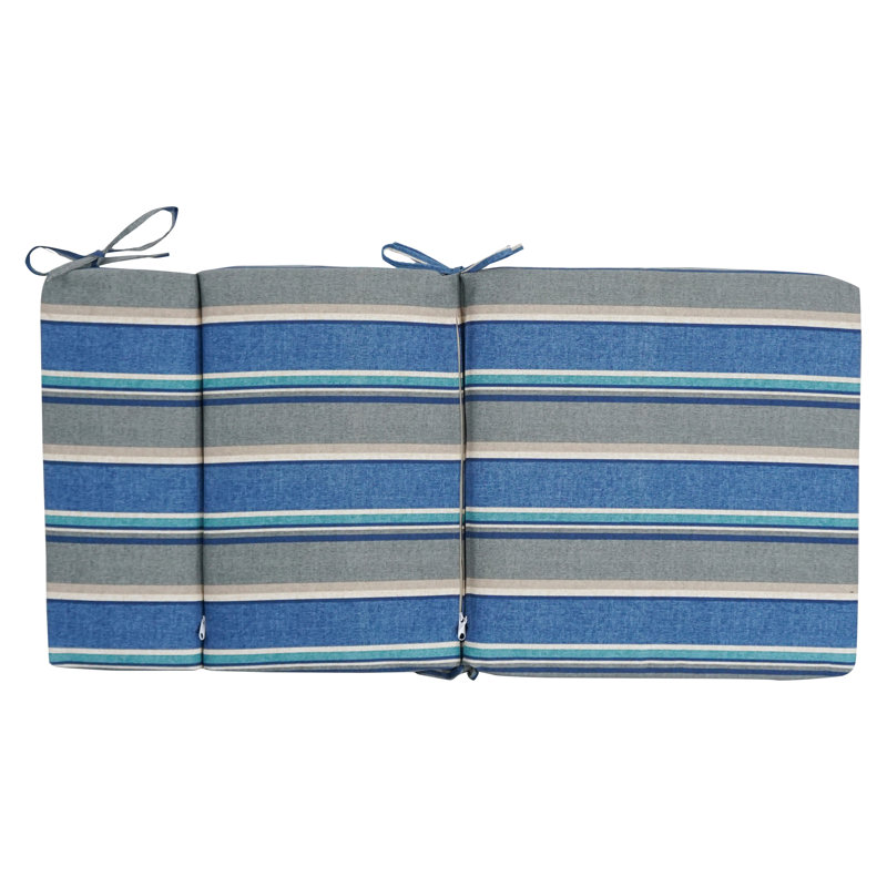 Outdoor Seat/Back Chair Cushion, 20" W x 20" D, Blue/Grey/Sovaro Denim Striped