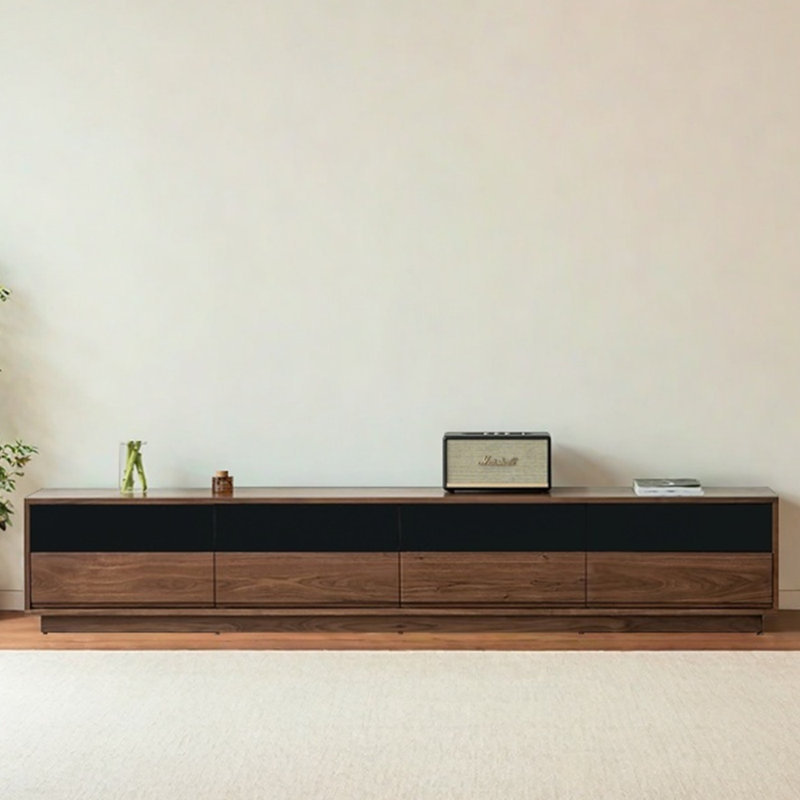 Meuble télé en bois massif au design rétro et minimaliste, H 18,11 po x L 94,48 po x l 13,77 po
