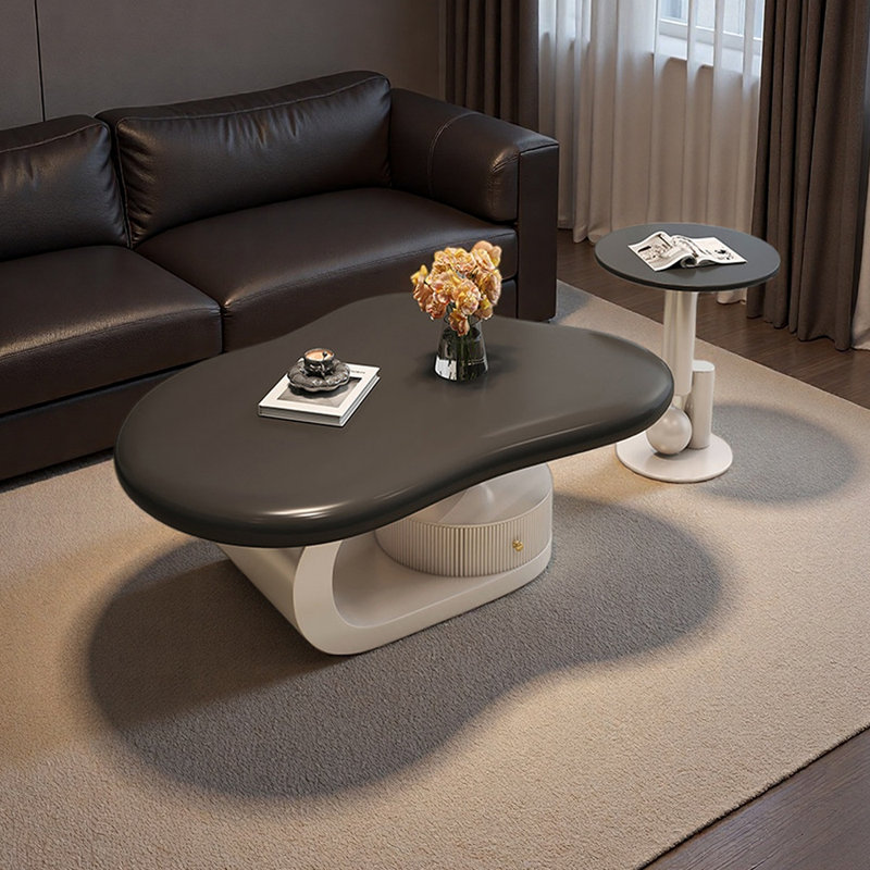 Ensemble de tables basses Home, H 17,71 po x L 39,37 po x l 27,16 po, Blanc, Noir