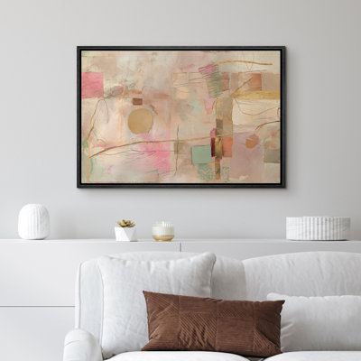 Muted Multicolor Abstract Shapes Framed Bedroom Wall Decorations Canvas Print