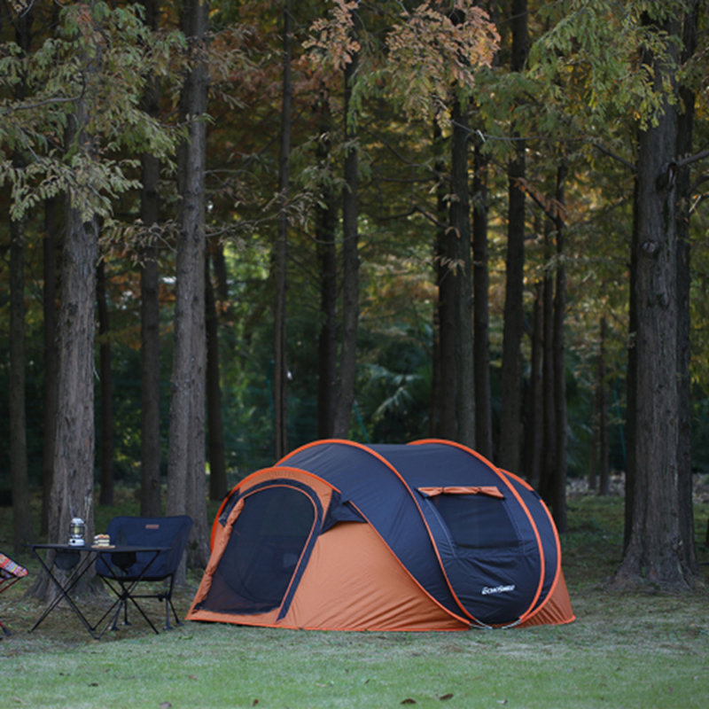 Tente de bateau Pop-Up, Noir / Orange, 5 personnes