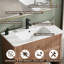 Meuble-lavabo de 36 po en bois cannelé avec comptoir intégré, meuble-lavabo autoportant moderne Mid-Century avec tiroirs encastrés à fermeture en douceur, coins arrondis et boutons en laiton brossé