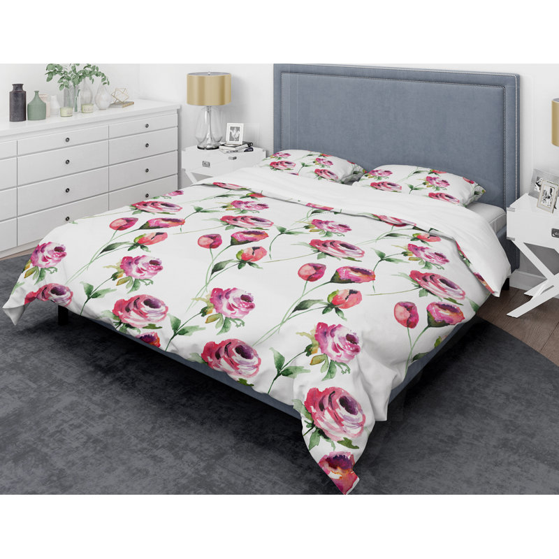 Ensemble de housse de couette, Housse de couette pour grand lit et 2 taies décor, Ornement rétro