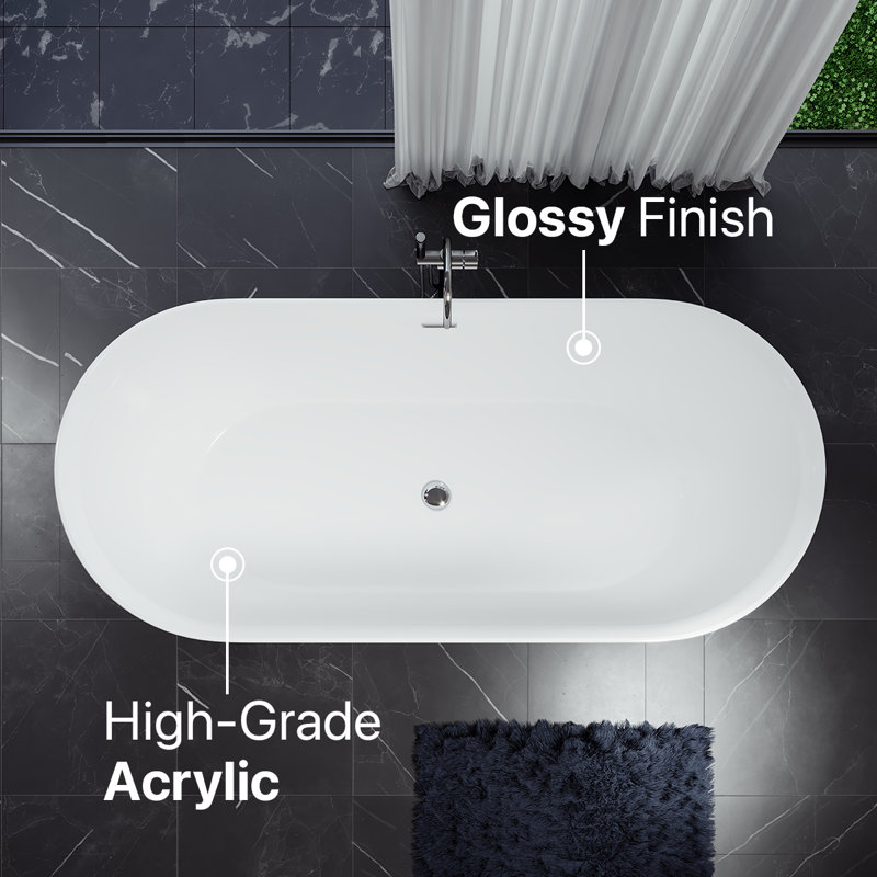 Rejoice 59'' White Acrylic Freestanding Soaking Bathtub
