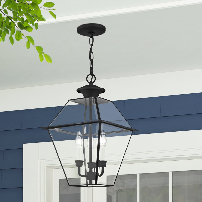 Boto Outdoor Hanging Lantern, 18.5" H x 12" W x 12" D, Black