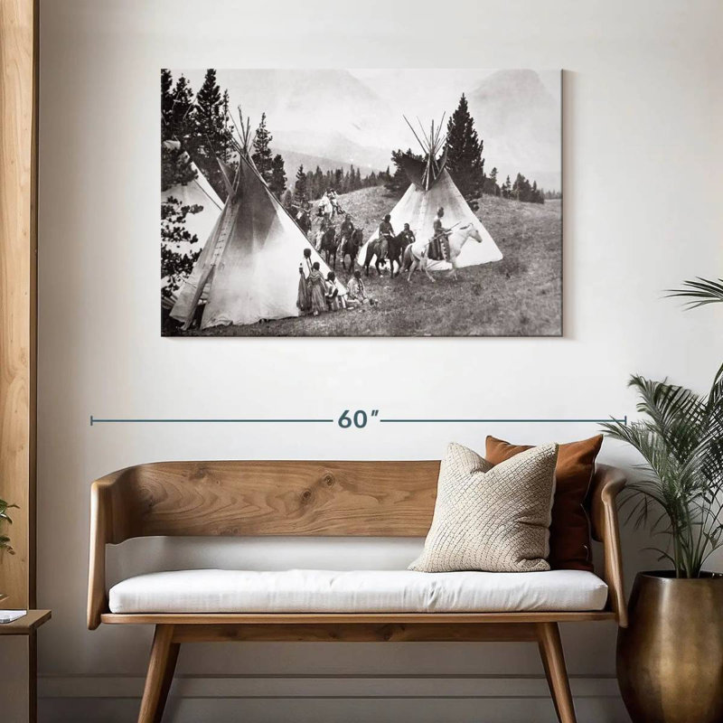 Native American Teepee Camp Montana, 30" H x 45" W