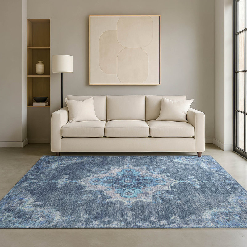 Tapis lavable à la machine de qualité supérieure Mayfield AMF2321, Bleu, 9 pi x 12 pi
