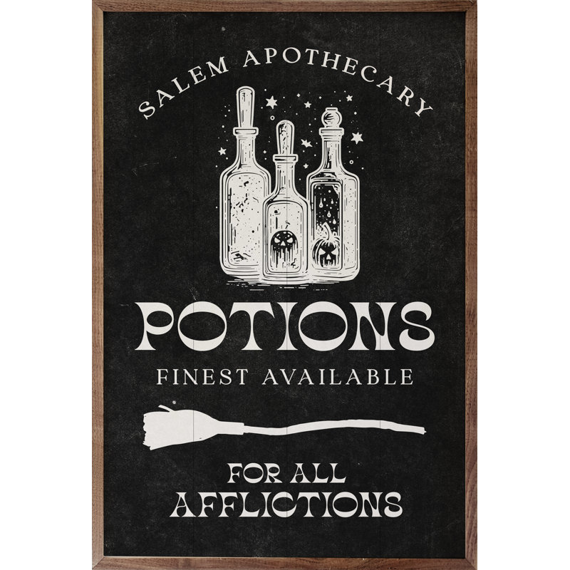 «Potions Finest Disponible» sur bois, H 16 po x l 10 po x P 1,13 po
