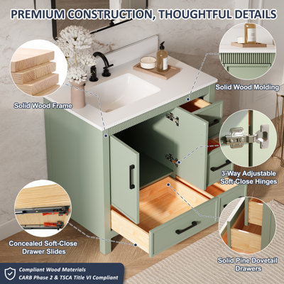 Meuble-lavabo autoportant en bois massif de chêne, 183 cm de largeur x 89 cm de hauteur, avec comptoir en quartz blanc pur et double lavabo encastré en céramique.