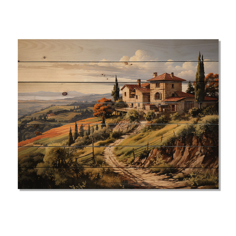 «Country Charm Tuscan Splendor» sur impression sur bois, H 30 po x l 40 po x P 0,78 po