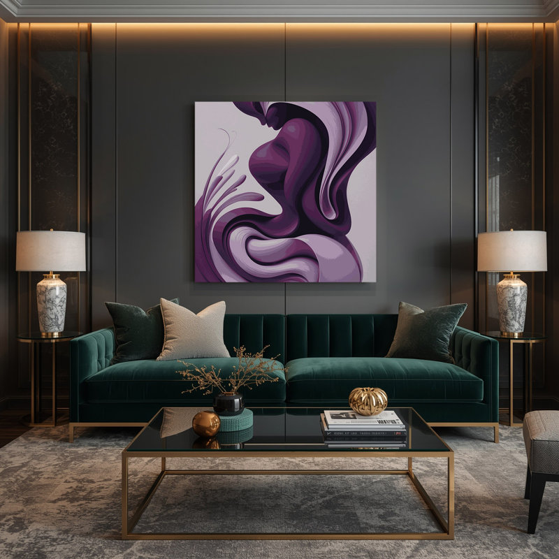 Abstrait art figuratif sur toile mauve 5, H 12 po x l 12 po