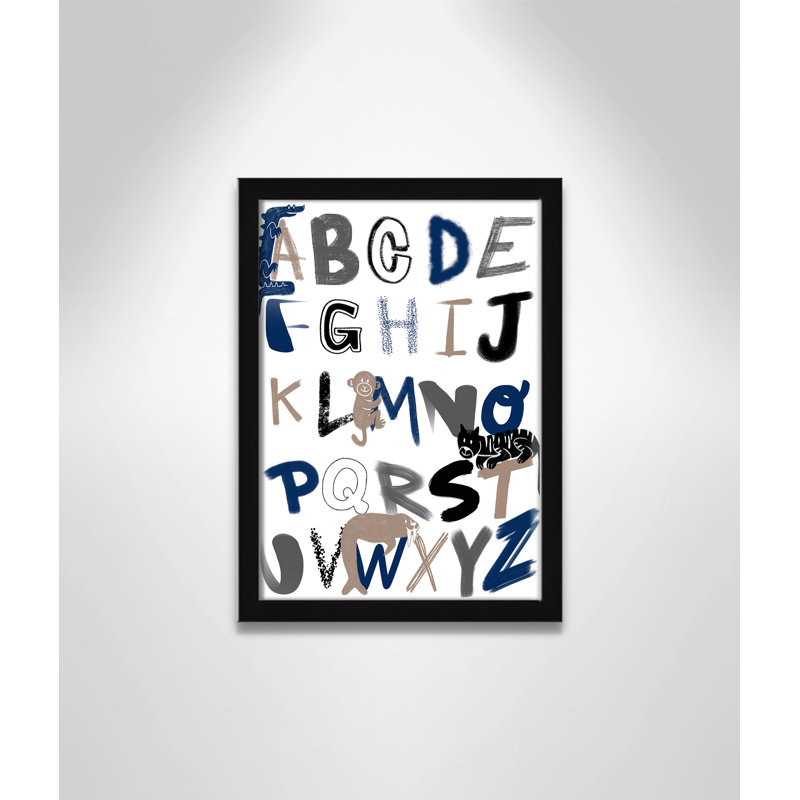 Critter Alphabet 1, impression sur papier, H 14 po x l 10 po x P 1,18 po, Encadré de boîte noir