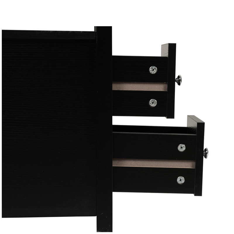 Table de bout avec station de charge, table d'appoint étroite, table de chevet en bois, mobilier de chambre à coucher, noir