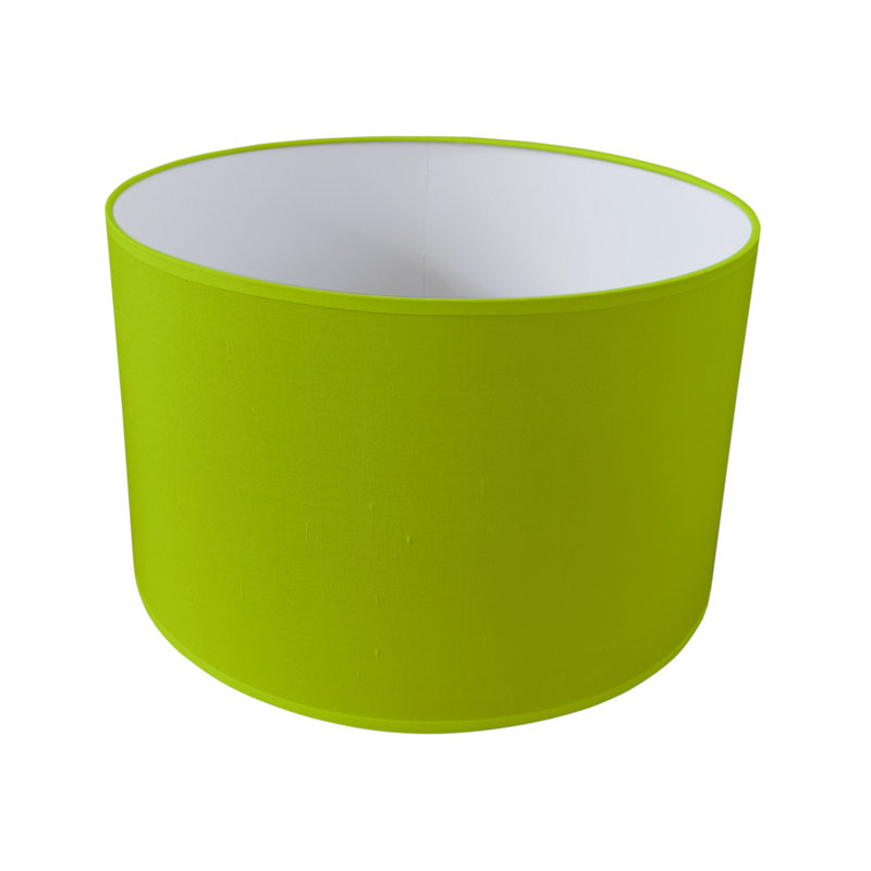 Silk Drum Lamp Shade ( Uno ), Lime, 27cm H x  45cm W x 45cm D