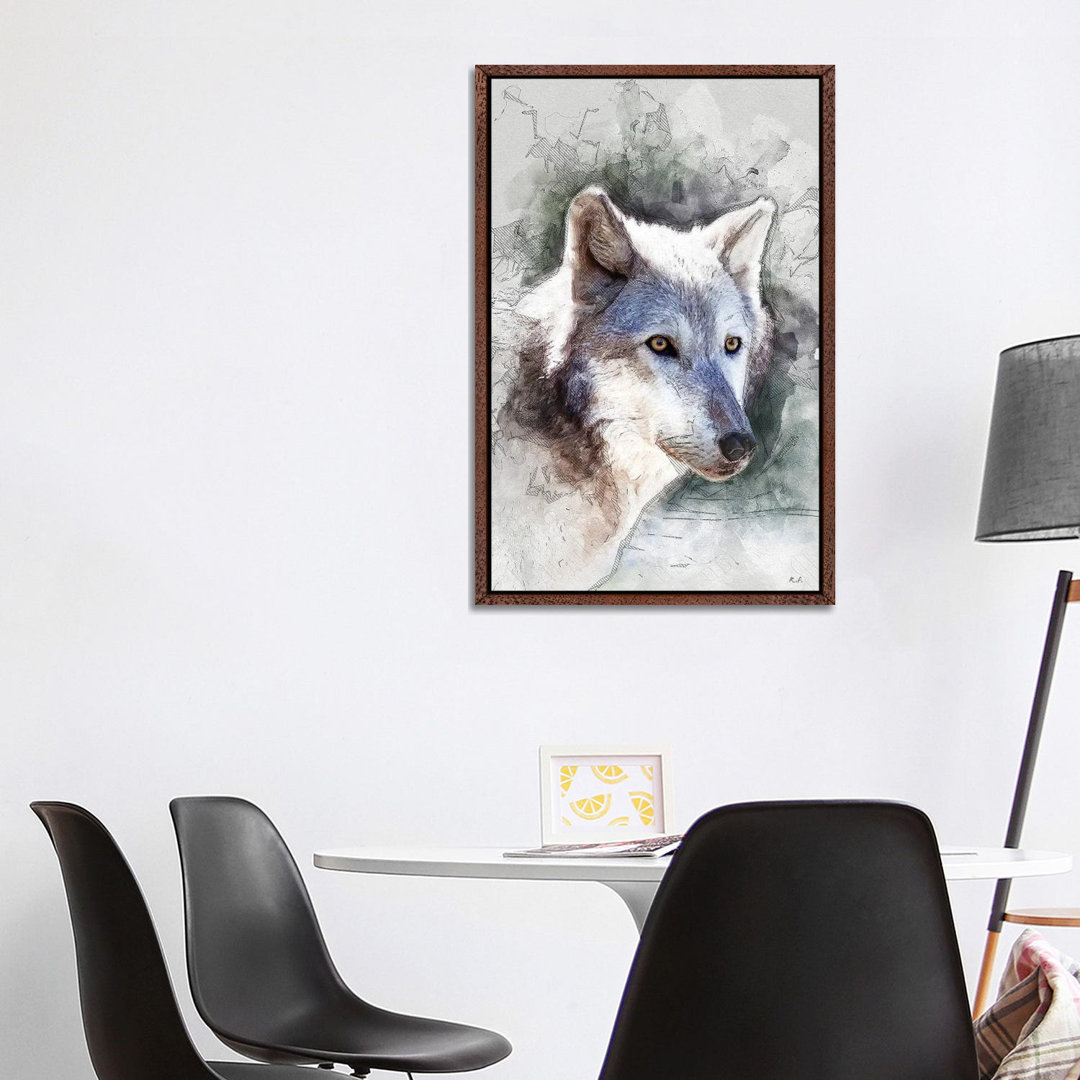 Grauer Wolf von Rob Francis - Galerie-verpackte Leinwand Giclée auf Leinwand