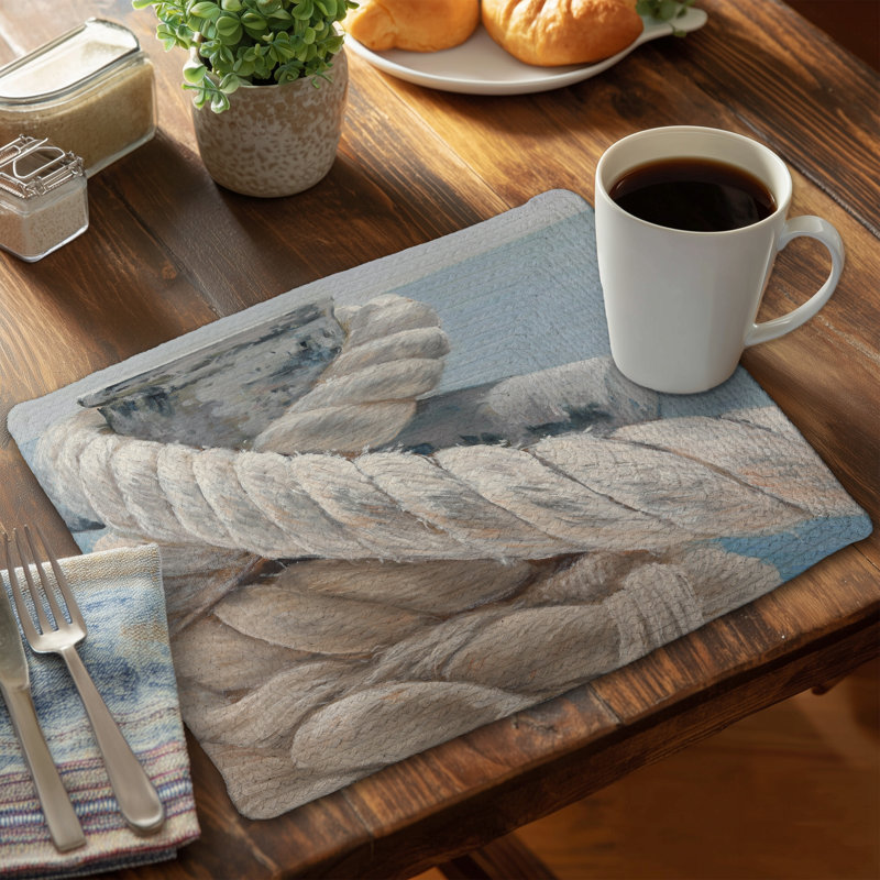 White Boat Bedroom Braided Polyester Placemat - Tie-down Ropes