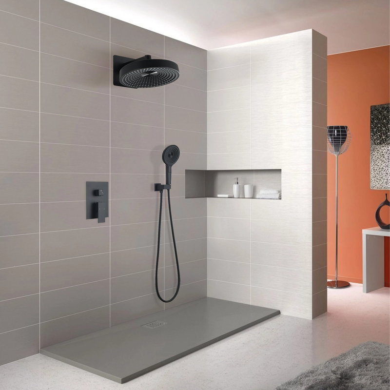 Système de pomme de douche multifonctionnelle à haute pression 12 pouces avec accessoires de pomme de douche à main - noir mat