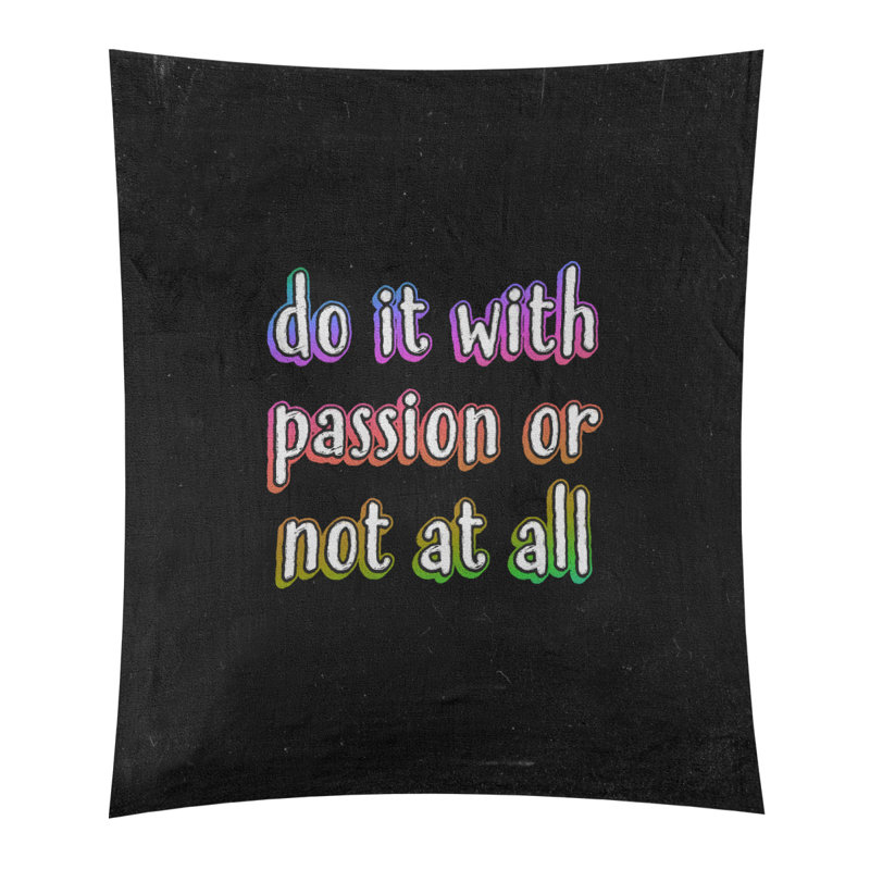 Tapisserie tableau noir en polyester citation passion, H 27,5 po x l 37,5 po, Arc-en-ciel