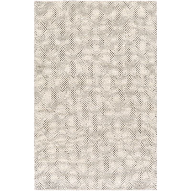 Tapis de zone crème fait main géométrique à tissage plat laine Xan, Rectangle 2 pi x 3 pi