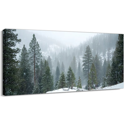 Art mural sur toile de Noël d'hiver GUTTATY, décoration murale forêt enneigée, peinture sur toile de nature scandinave, affiche de photos de scène d'hiver paisible pour le salon, la chambre à coucher, la décoration de bureau, 32 po x 16 po