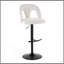 Tabouret de bar réglable en métal noir et tissu blanc neige avec repose-pieds arrondi en T - ensemble de 2-1561465009-1561465020