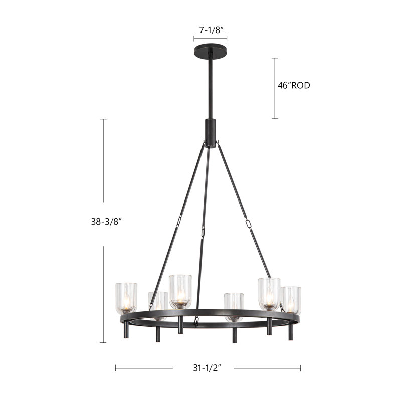 Lucian 6 - Light Chandelier, Polished Nickel