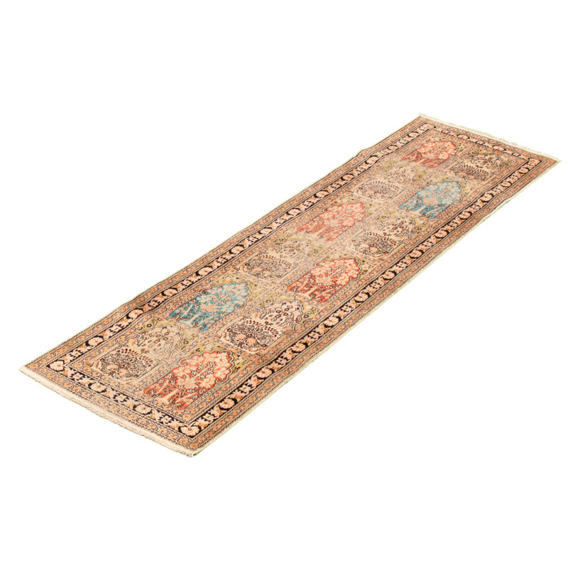 Tapis décoratif Ivoire en viscose de style noué à la main des années 1980 de conception unique 2 pi 5 po x 8 pi 9 po Cuamonroy