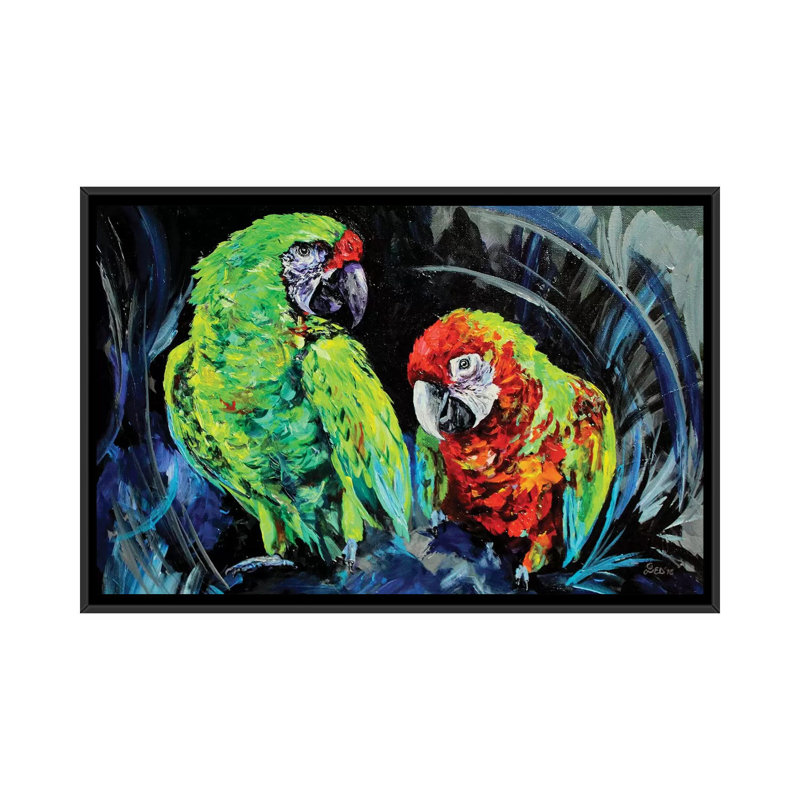 « caws », reproduction sur toile, H 18 po x l 26 po x P 1,5 po, Toile avec cadre noir, Pas de tapis